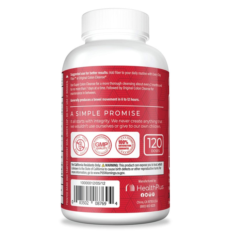 Health Plus Super Colon Cleanse, Capsules Laxative, 240-Count