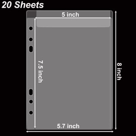 Briartw Sheet Protectors for 6 Ring Binder-20 Premium Clear Plastic Page Protectors Pockets for 6 Ring Binder-Sleeves 8" x 5.7" for Paper,Documents,Photo,Stencil,Cutting Dies and Stamp