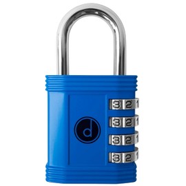 Padlock 4 Digit Combination Lock - for Gym School Locker, Outdoor Gate, Shed, Fence, and Storage, Combo Luggage Lock - Locker Lock- Weatherproof Metal - Keyless, Easy to Set, Resettable - Blue