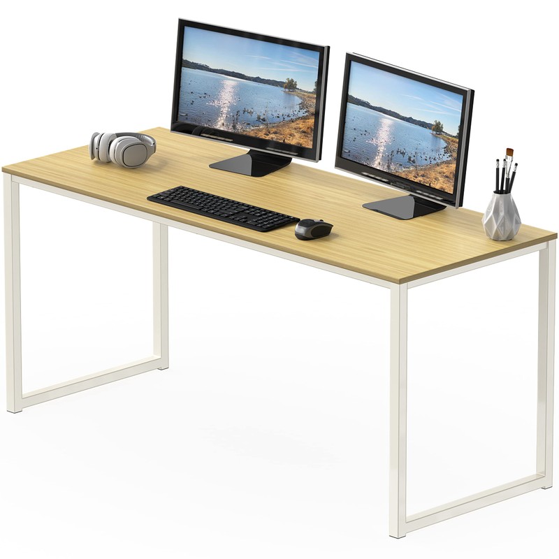 SHW Home Office 55 Inch Computer Desk, 24" Deep, Oak