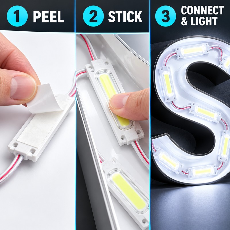10-Pack 12V 2W COB LED Modules with Lens, IP68 Waterproof