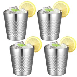 Stainless Steel Cups, Set of 4, 300 ml Stackable Metal Cups, Double-Walled Stainless Steel Cups, Shot Cups, Shatterproof Outdoor Drinking Cups, Party Cups for Birthdays, Picnics, Parties