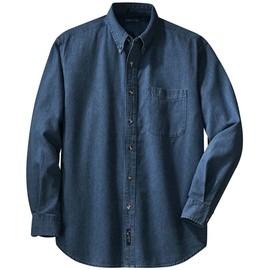 Joe's USA 6.5-Ounce Long Sleeve Denim Shirts-XL-Dark Blue