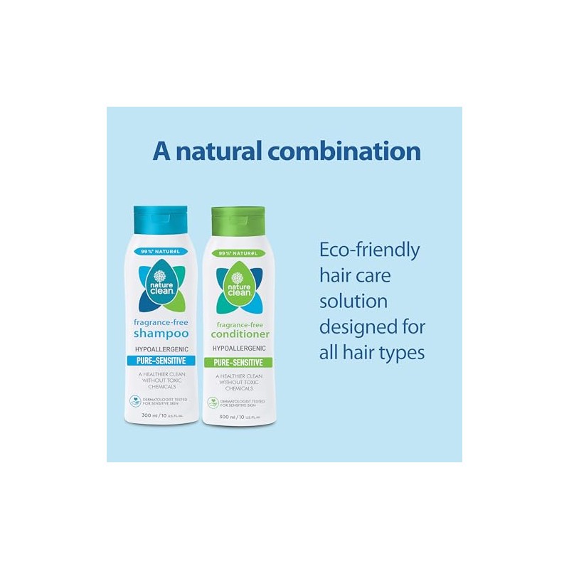 Nature Clean Pure Sensitive Shampoo, Unscented, 10 Fluid Ounce.
