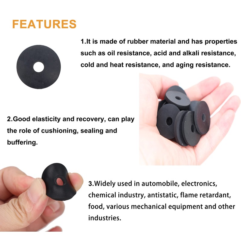 120pcs 1/4" ID(OD=1", 1/8" Thickness) Rubber Flat Washer Flat Rubber