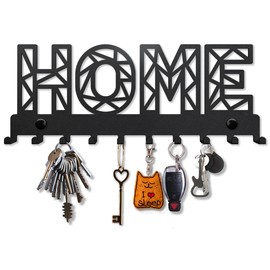 SirHoldeer Key Holder for Wall, Key Hooks Wall Mounted with 10 Hooks, Heavy Duty Key Hangers for Living Room Bathroom Kitchen Bedroom Black Metal Key Racks Home