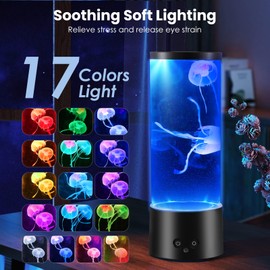 Jellyfish Lamp, Realistic Jelly Fish Lava Lamp Tank Aquarium Lamp with Remote Control, 17 Color Changing, 4 Modes Sensory Night Light for Home Bedroom Office Decor Relax Mood Light, Birthday Gift