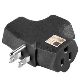 3 Outlet Wall Adapter T-Shaped, UL Listed 3 Prong Grounded Plug Extender,125V 1875W - Heavy Duty Multi Outlet Wall Plug,Power Outlet Splitter - 1 Pack(Black)