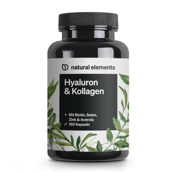 Hyaluronic Acid Collagen Complex – 180 Capsules – Enriched with Biotin, Selenium, Zinc, Vitamin C from Acerola & Bamboo Extract – Laboratory Tested & Made in Germany