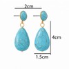 Turquoise Drop Earrings for Women – Clip-On Design with Oval