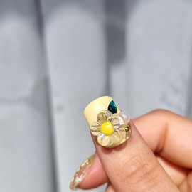 Nilla Flower Handmade Nail Tips - Long Square / 닐라 플라워 수제네일팁 - 롱스퀘어