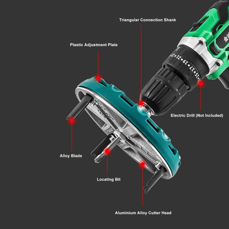 Adjustable Hole Saw Kit with 12 Blades Round Hole Opener