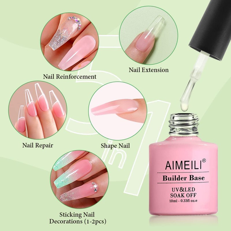 AIMEILI 5 in 1 Builder Base Gel, Base Coat/Builder Gel