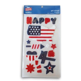 Patriotic Happy 4th of July USA Gel Window Clings Decal Stickers - Firework, Flag - 23 Piece