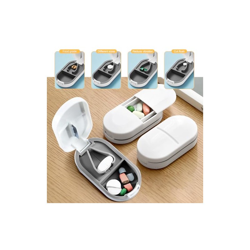 Portable Pill Cutter, Pill Crusher with Stainless Steel Blade, Tablet