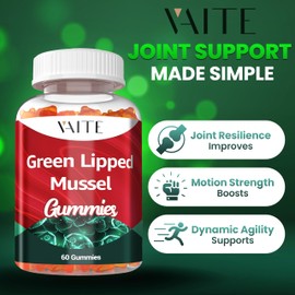 Green Lipped Mussel Supplement for Humans 1000mg Gummies - Human Joint Care, Mobility and Flexibility Support Supplements for Adults and Seniors, Non GMO, Gluten-Free, Easy-to-Take, 60 Chewables