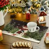 Artoid Mode Snowman Trees Blue Christmas Placemats for Dining Table,