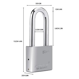 50mm Long Shackle Padlocks for Outdoor Use All Weather Resistant, Alloy Steel Heavy Duty Lock with 4 Keys