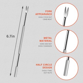 JIUGUNIANG 8pcs Crab Leg Crackers Set, Seafood Tools Contain 4 Nut Crackers and 4Stainless Steel Forks, Crab Crackers and Tools for Seafood Boil Party Supplies, Dishwasher Safe