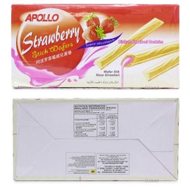 Apollo Malaysia Chocolate Strawberry Flavour Cream Wafer Biscuit Teatime Snack Halal Food Biscuit Biskut 11g (0.39 oz) x 30 packets (per box) (Strawberry)