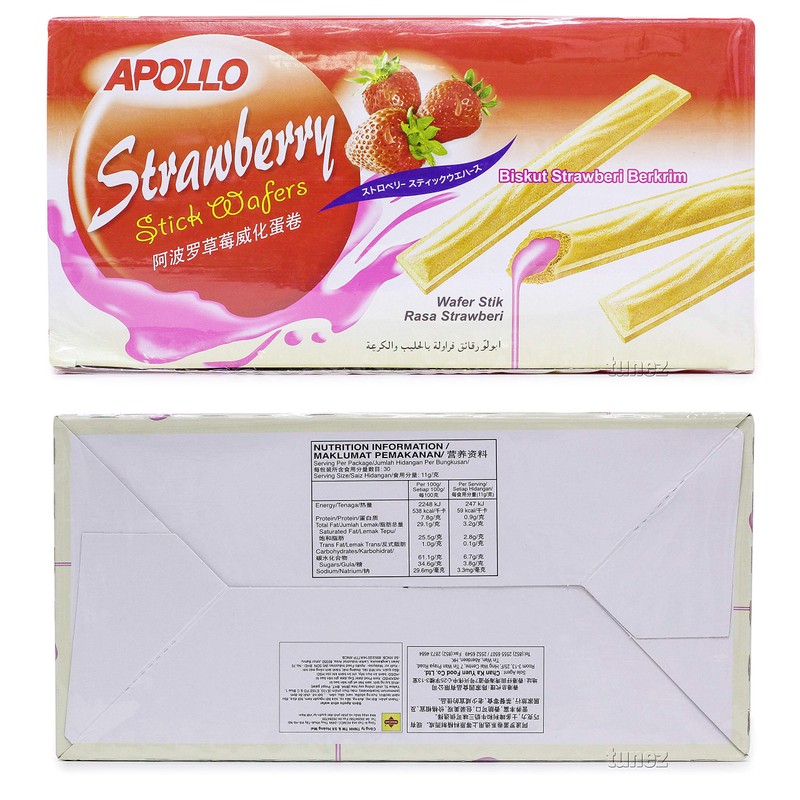 Apollo Malaysia Chocolate Strawberry Flavour Cream Wafer Biscuit Teatime Snack