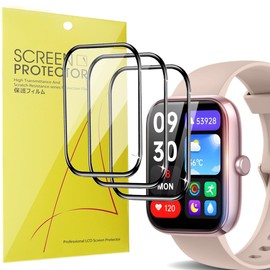 Lamsaw for IDW25 Smart Watch Protective Film, Set of 3, 3D Full Protection, Float, High Sensitivity, Touch Transmittance, Waterproof, Anti-Fingerprint, Compatible with EchoByte IDW25 / SAIKATI IDW25, 1.83-inch Smart Watch