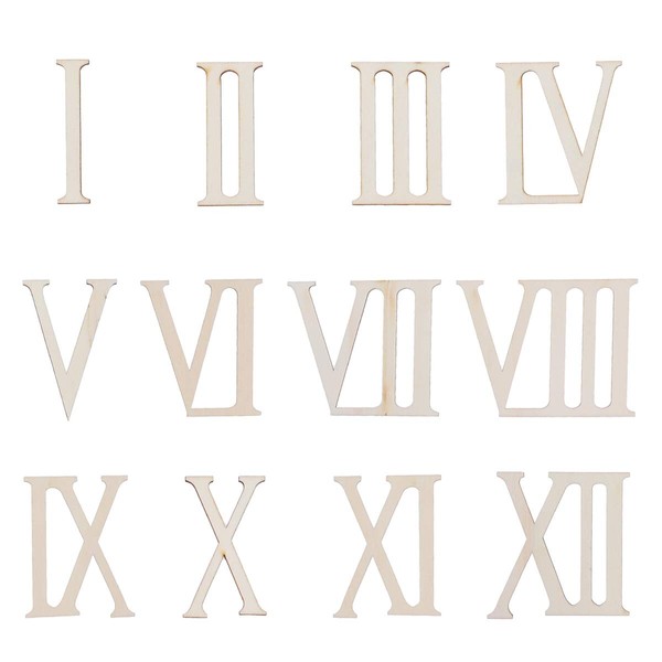 Wooden Roman Numerals Wood Numerics Numbers DIY Ornaments Craft Decoration