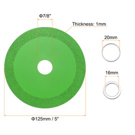 sourcing map 6 Pack Glass Cutting Disc 5 Inch for rotary tool Diamond Cutting Disc Ultra-Thin Saw Blade Wheel with 7/8" Arbor for Cutting Grinding Jade Crystal Tile Ceramic