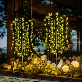 Solar Tree Lights Outdoor Garden Patio Decor Waterproof 2 Pack, LED Willow Tree Fairy Lights for Yard Decorations Accessories Outside, Solar Twinkle Lights Flower Pots Planter Pathway Lawn Decorative