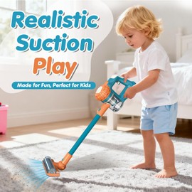 VARANO 3-in-1 Kids Vacuum that Really Works, Toddler Toy Vacuum Cleaning Set for Children Aged 3+, Fun Kids Working Toy Vacuum Cleaner with Working Suction for Realistic Play (Blue)