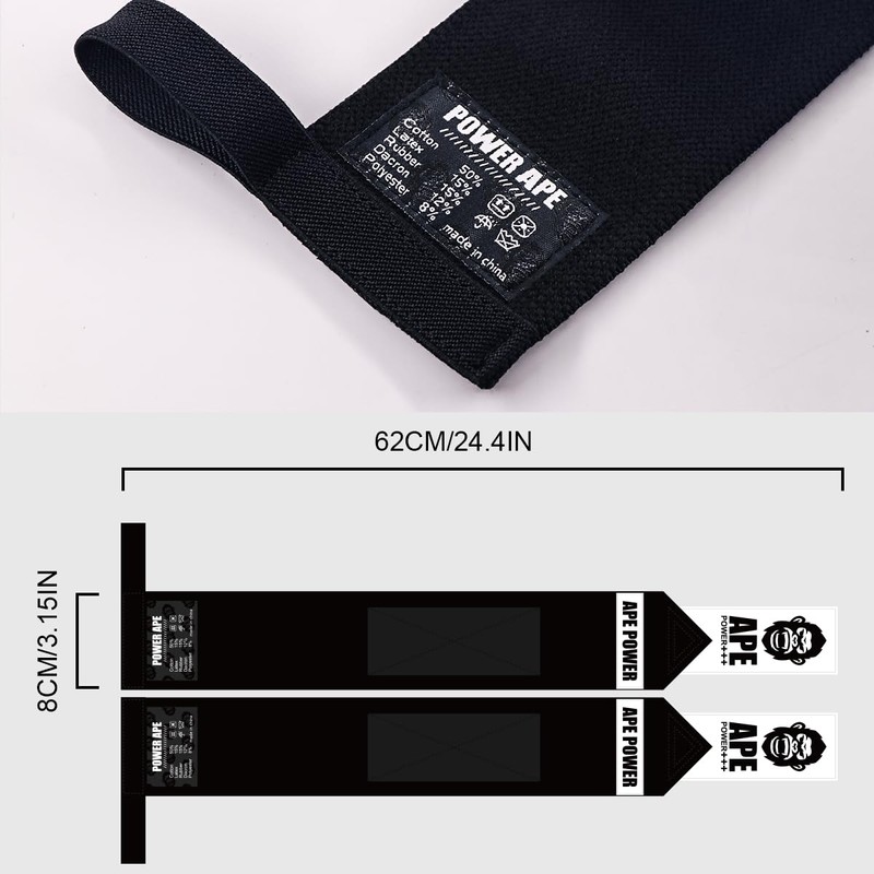 Power Ape Weight Lifting Wrist Wraps Muscle Building Performance Fitness