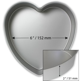 PME HRT062 Herzförmige Backform aus eloxiertem Aluminium, 152 x 76 mm tief, 15.2 cm, Silber