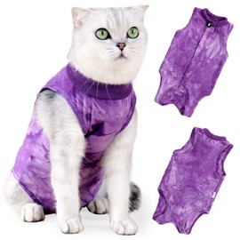 KIKNIN Cat Recovery Suit - Kitten Surgery Recovery Suit for Cats After Surgery, Spay Surgical Abdominal Wounds Cone E-Collar Alternative (Purple, Medium)