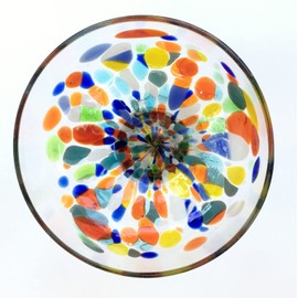 MexHandcraft Clear & Confetti Large 14 oz Margarita Glasses (set of 4), Recycled Glass, Lead-free, Toxin-Free