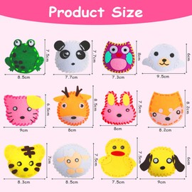 Vicloon First Sewing Kit for Kids, 12-Piece Cute Animal Keychain Sewing Craft Kits, Fun Sewing DIY Kits, Introduction to Sewing Kit for Kids Age 5-12 Learn to Sew Arts and Crafts