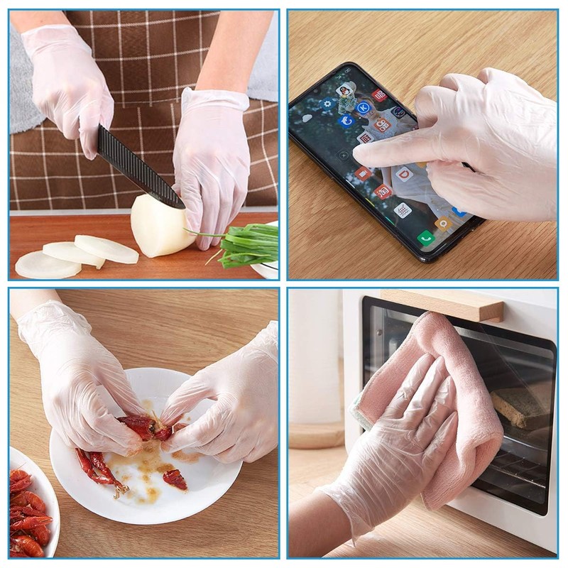 Aitsite 100Pcs Vinyl Disposable Gloves, Medium Clear Powder Free Gloves