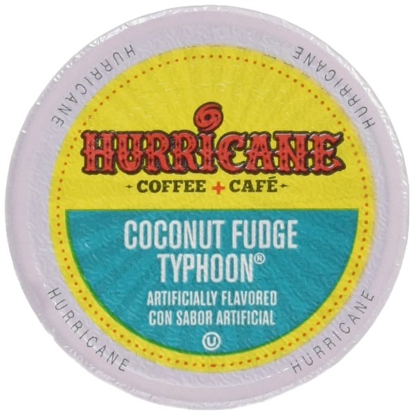 Hurricane Coffee & Tea Coconut Fudge Typhoon Single Cup Coffee for Keurig K Cup Brewers, 24Count