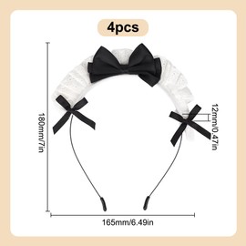 HOBBIESAY 4Pcs Black Women Girls Lolita Headband Lace Bow Hair Band Maid Anime Cosplay Headwear Fashion Lace Hairbands For Women Bridal Headpiece Birthday Prom Parties