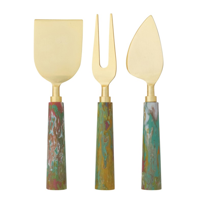 Creative Co-Op 3-Piece Stainless Steel Cheese Knife Set with Resin