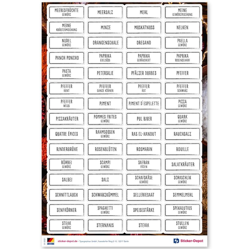 Spice Labels Feinschmer Edition 2019 – 117 Spice Stickers, Flour