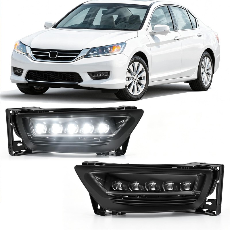 LED Fog Lights Assembly Compatible with 2013-2015 Honda Accord (4-Door