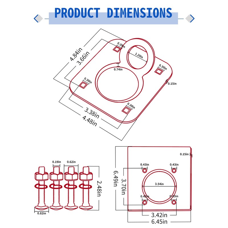 SPARKWHIZ Recessed D Ring Tie Down Anchor Kit, Trailer Tie