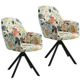 Inscrip Stretch Chair Cover with Armrest, Dining Room Chair Cover, Office Chair Cover, Backrest Chair Protective Cover, Armchair Stretch Cover Chair Covers, Armrest Chair Covers Protector (2, Flower)