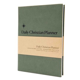 Daily Christian Planner & Goal Setter (Green PU Leather Hardback) - Faith Planner & Daily Devotional, Goal Setting, Prayer Journal, Bible Journal, Christian Gifts For Men & Women