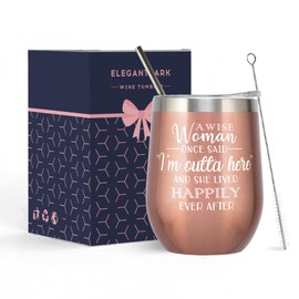 ELEGANTPARK Retirement Gifts for Women 2025 Wise Woman Wine Tumbler I'm Outta Here Birthday Gifts for Retired Friends Retired Teacher Coworkers Boss Retirement Tumbler Cup Rose Gold 12 OZ