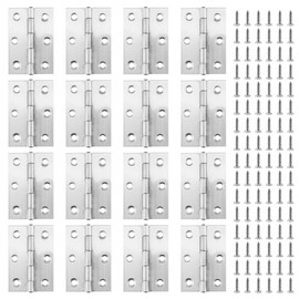 ZOENHOU Pack of 16 Stainless Steel Hinges, 63 x 44 mm Stainless Steel Door Hinges, Foldable Piano Hinge Door Hinges Connector with 96 Pieces Screws for Cabinets, Windows, Doors
