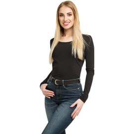 BlackButterfly Women's Genuine 100% Leather Jeans Dress Belt (Black, M)