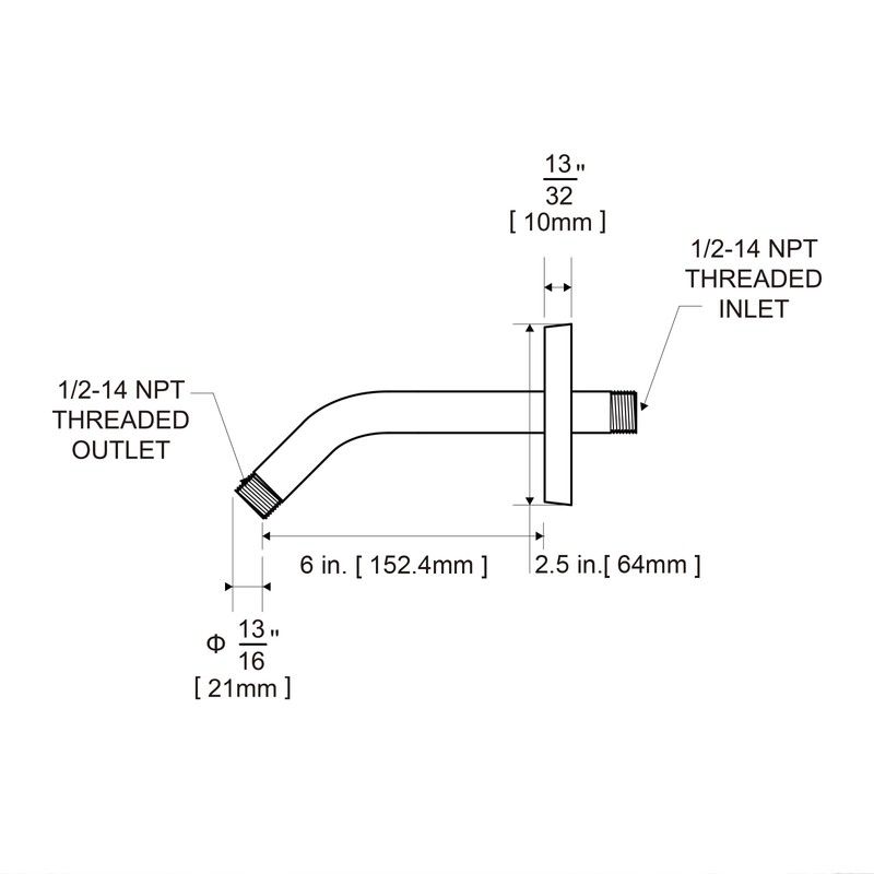 OFFO Shower Arm with Flange, 6 Inches Wall Mount Replacement