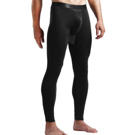 Ouruikia Men's Thermal Underwear Pants Modal Thermal Bottoms Long Johns Pants Underwear with Separate Pouch (Black(only Bottom), US X-Large)