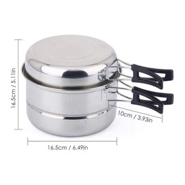 Generic Portable Stainless Steel Camping Cookware Set for Outdoor Picnic Hiking,Multifunctional and Durable, with Folding Handle Design (Silver), Generick5e13hmwrg-10069494